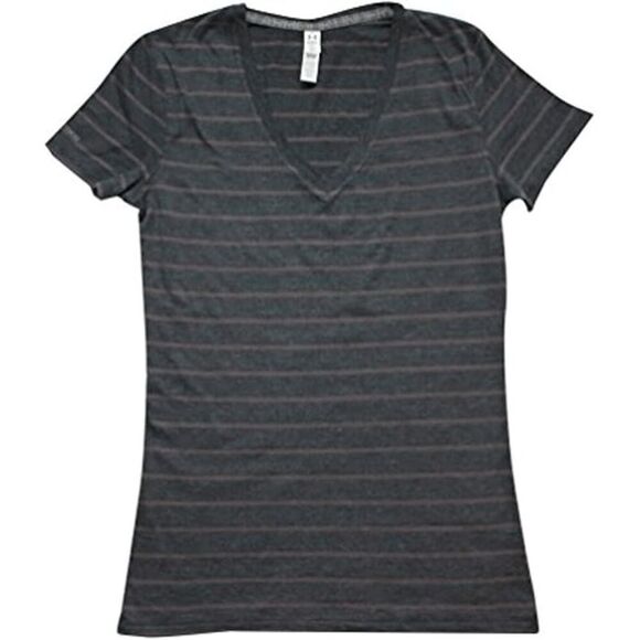 Under Armour Charged Women's Tri-Blend Striped V-Neck Fitted Tee Shirt M - Picture 1 of 5